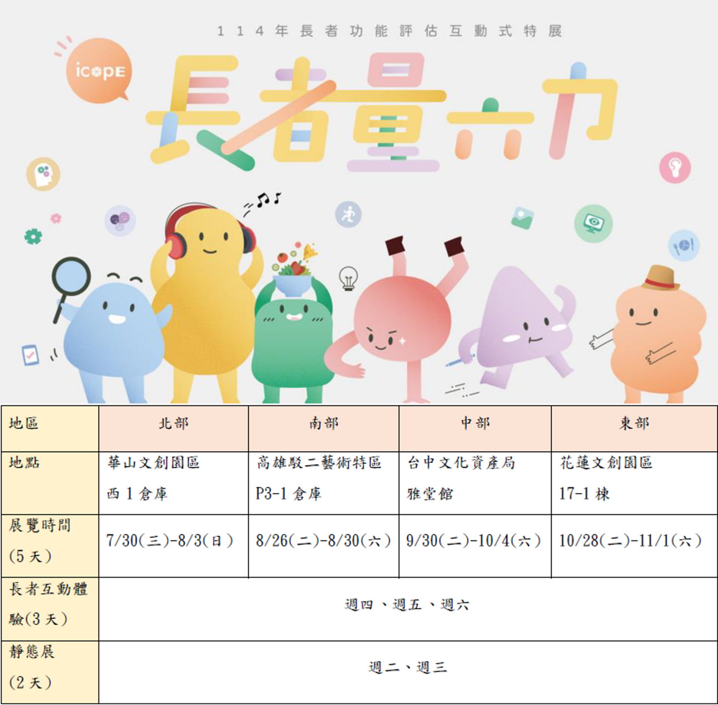 圖-114年長者量六力互動式特展展覽時間
